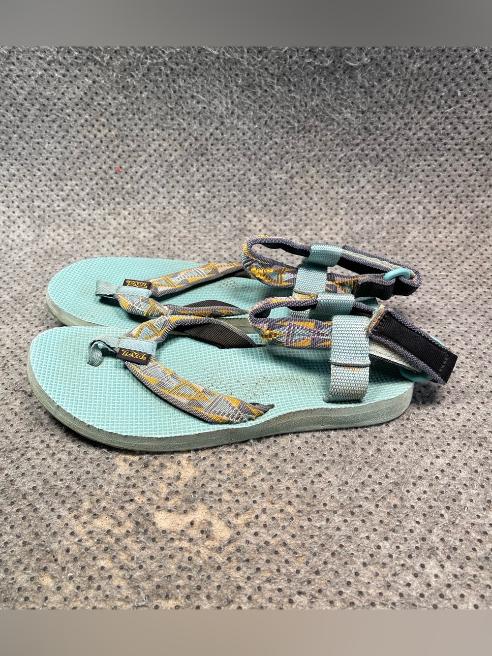 Teva Women's Light Teal Strappy Sandals with Patterned Webbing